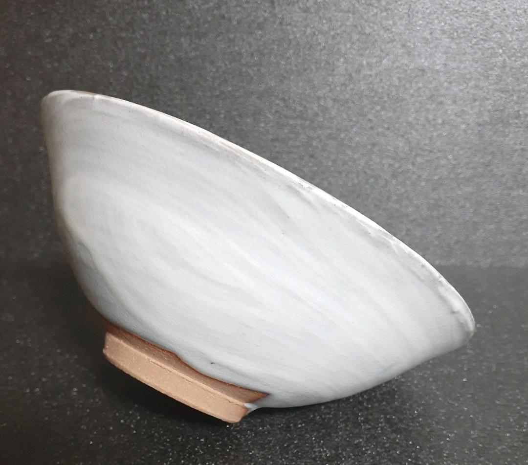 京焼　日展作家　市川広三造　白釉　刷毛目　茶碗　共箱　栞付　茶道具　茶器