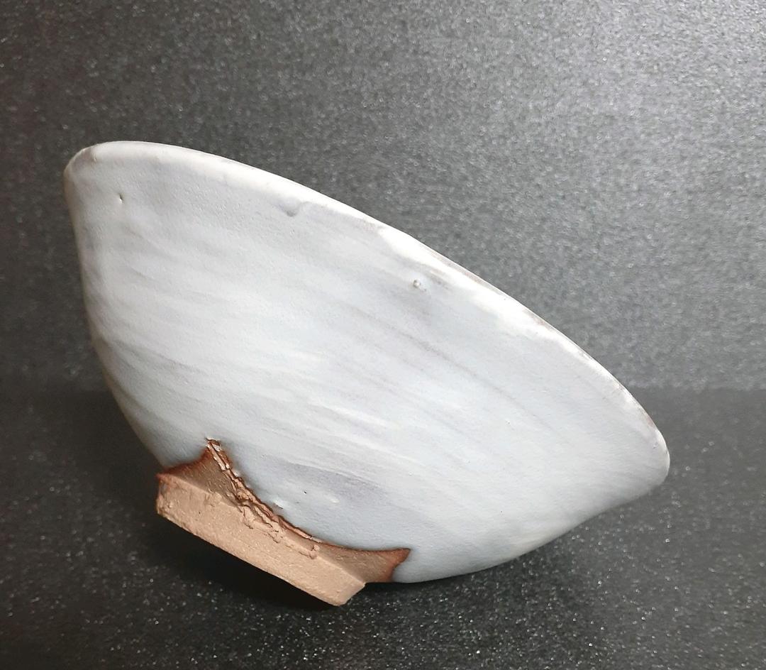 京焼　日展作家　市川広三造　白釉　刷毛目　茶碗　共箱　栞付　茶道具　茶器