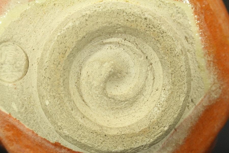 茶道具 楽焼 赤楽面取筒茶碗 抹茶茶碗 清楽印 八十本立 茶筅付 美品 765