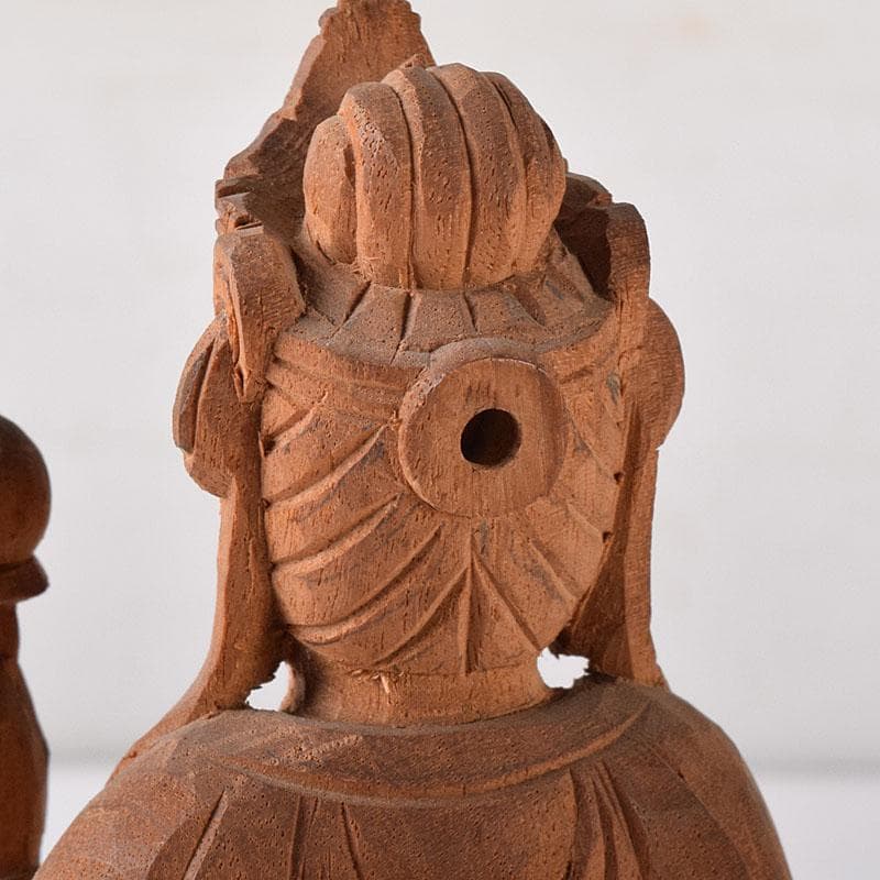 仏教美術　彫刻家　真海徳太郎作　木彫　観世音菩薩　仏像　置物　共箱　VR8302