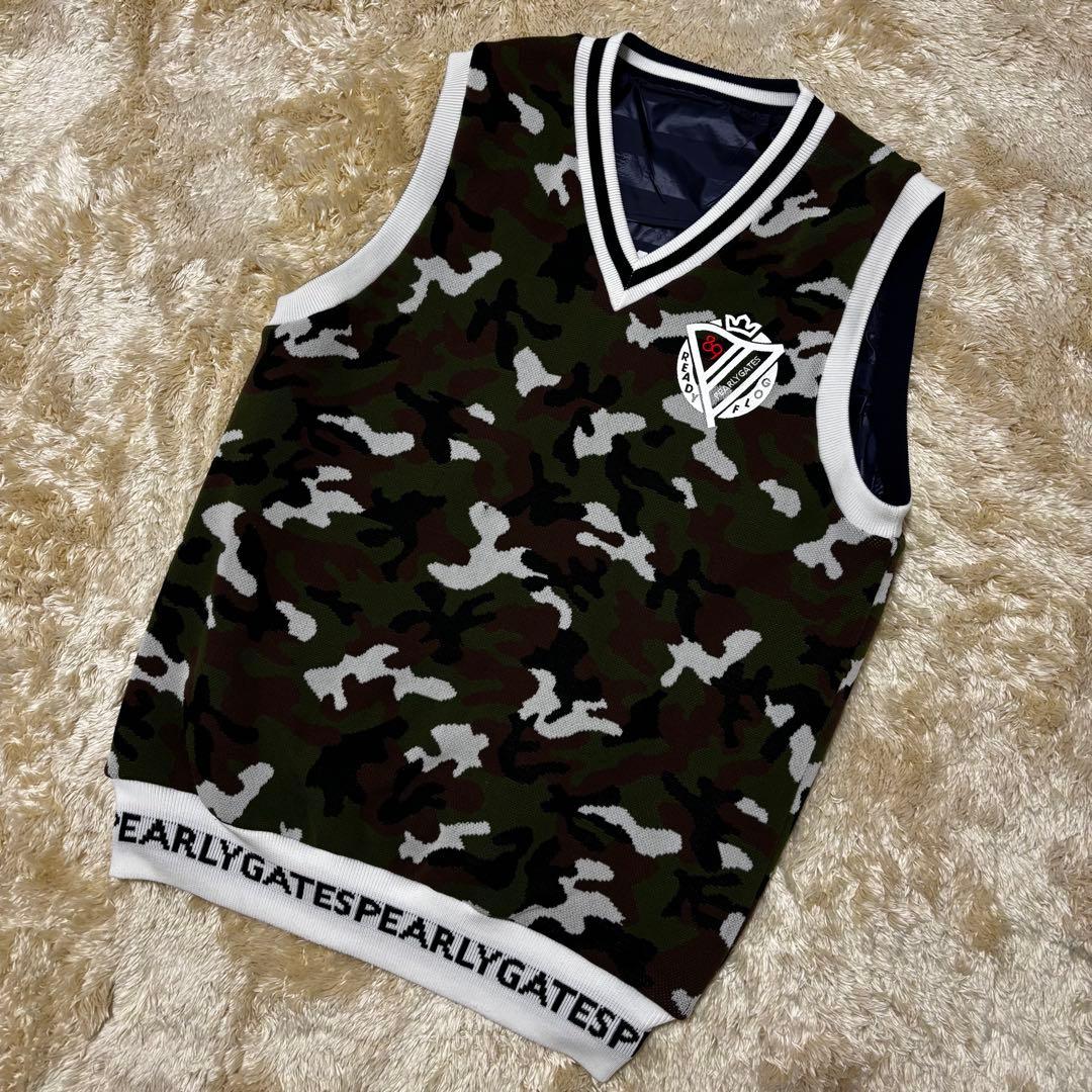 【リバーシブル】PEARLY GATES Vネックリバーシブルベスト 6 迷彩柄