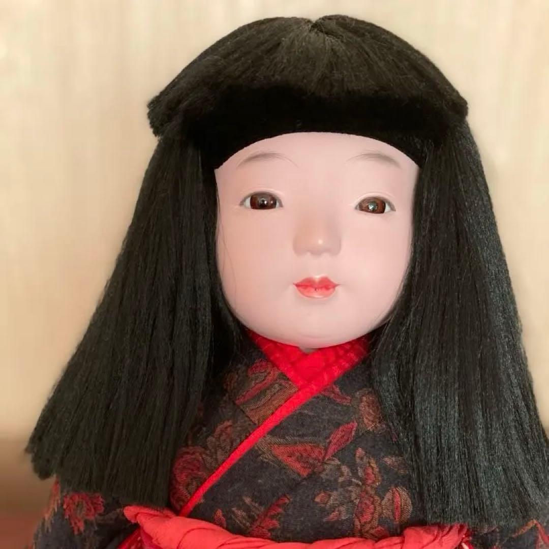 お値下げ美品【工房朋】女の子45cm市松人形森重春幸抱古布着せ替え人形旧家蔵出