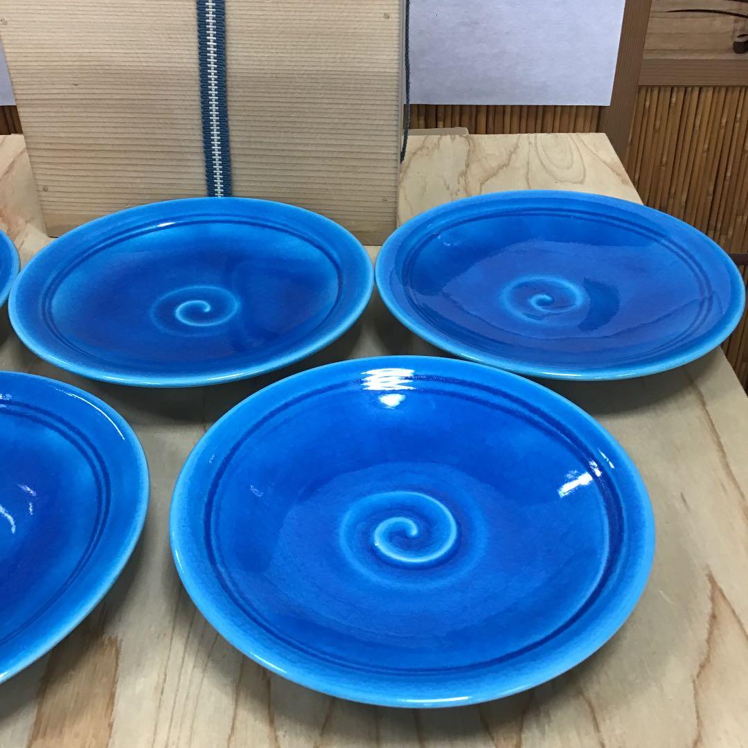 茶道具 菓子器 浅黄交趾 菓子器 銘々皿 5客 赤沢露石 造 共箱 N142AK