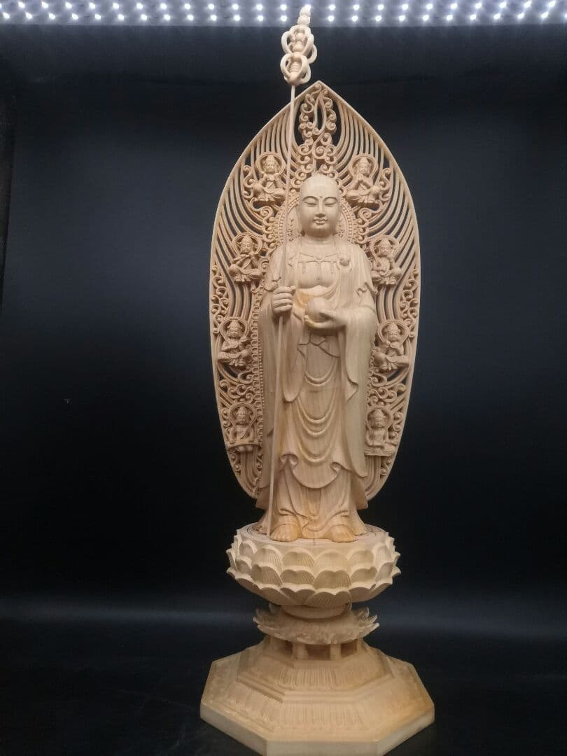 仏像 地蔵菩薩立像 地蔵尊 八角蓮華丸台座 木彫供養仏 仏教 福運・福徳