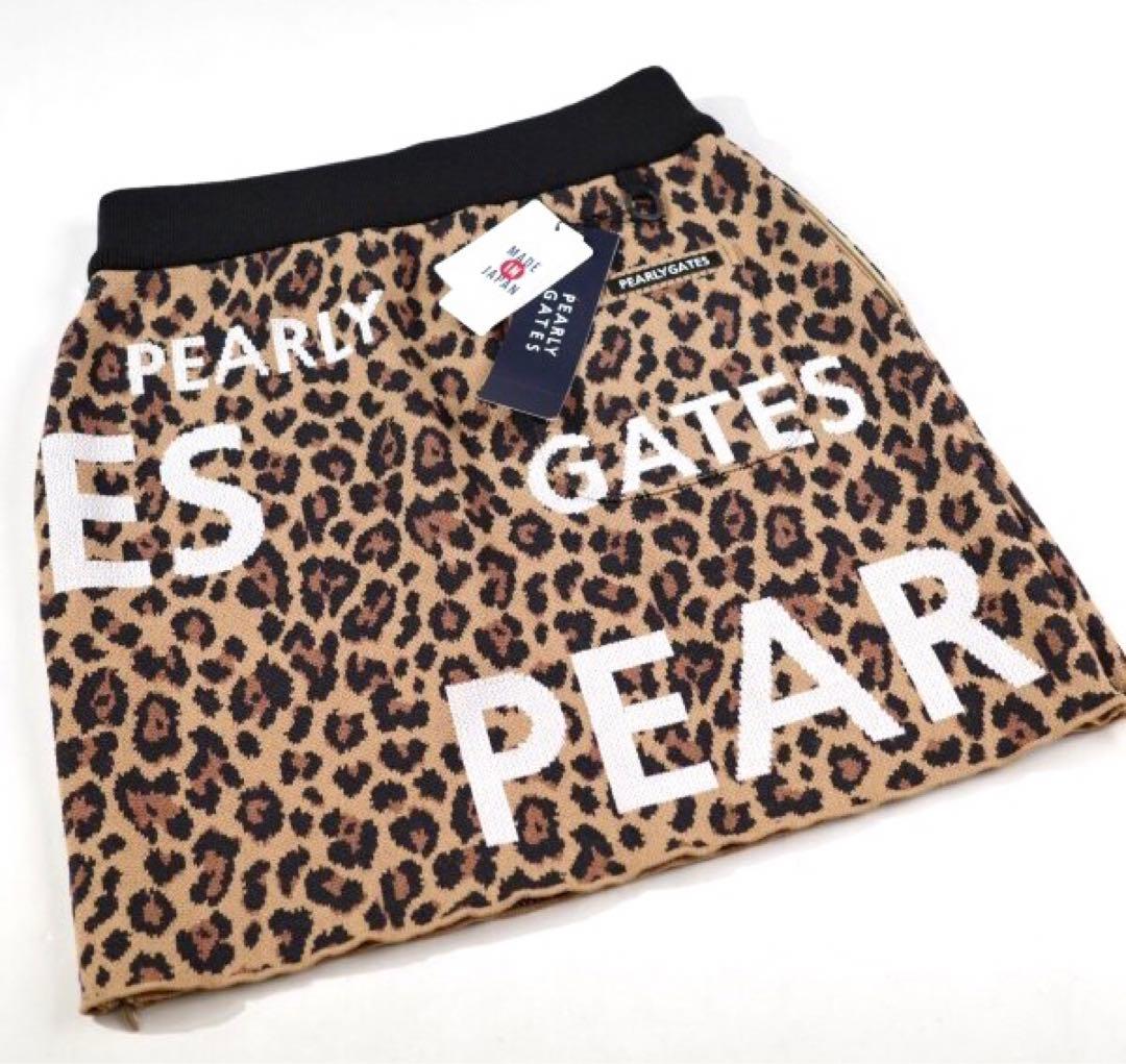 【PEARLY GATES】秋冬 レオパード柄 ニット ストレッチスカート0番S