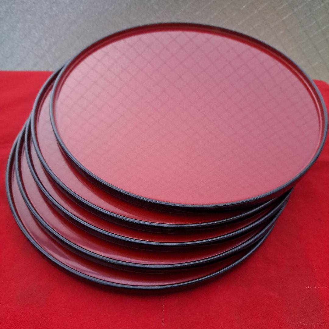 【輪島塗　尺サイズ　卓上膳×5客】布着本堅地　輪島屋本店　未使用/長期保管