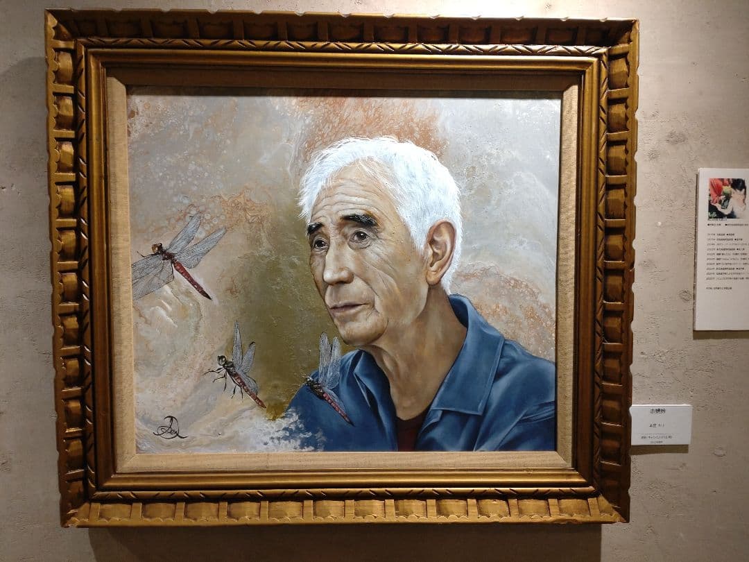 油絵【赤トンボ】1点物の原画/作者サイン入/F10号キャンバス