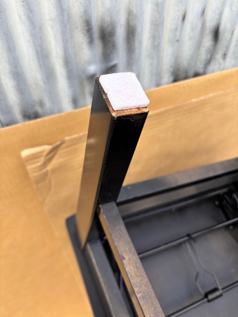 美品　背もたれ付ピアノ椅子　足部フェルト付き　黒い座面③