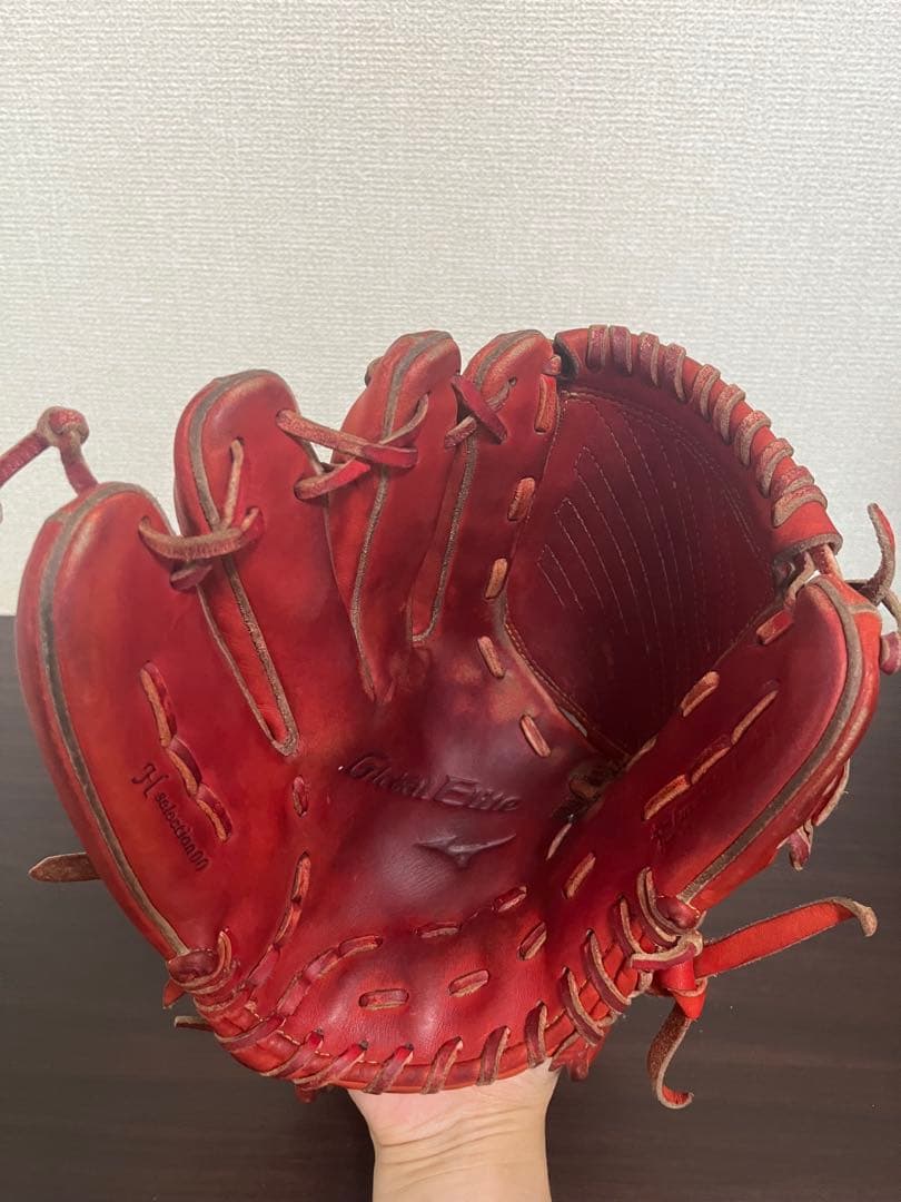 ミズノ　グローバルエリート　硬式グローブ　 投手用　左投げ用　赤色(レッド)