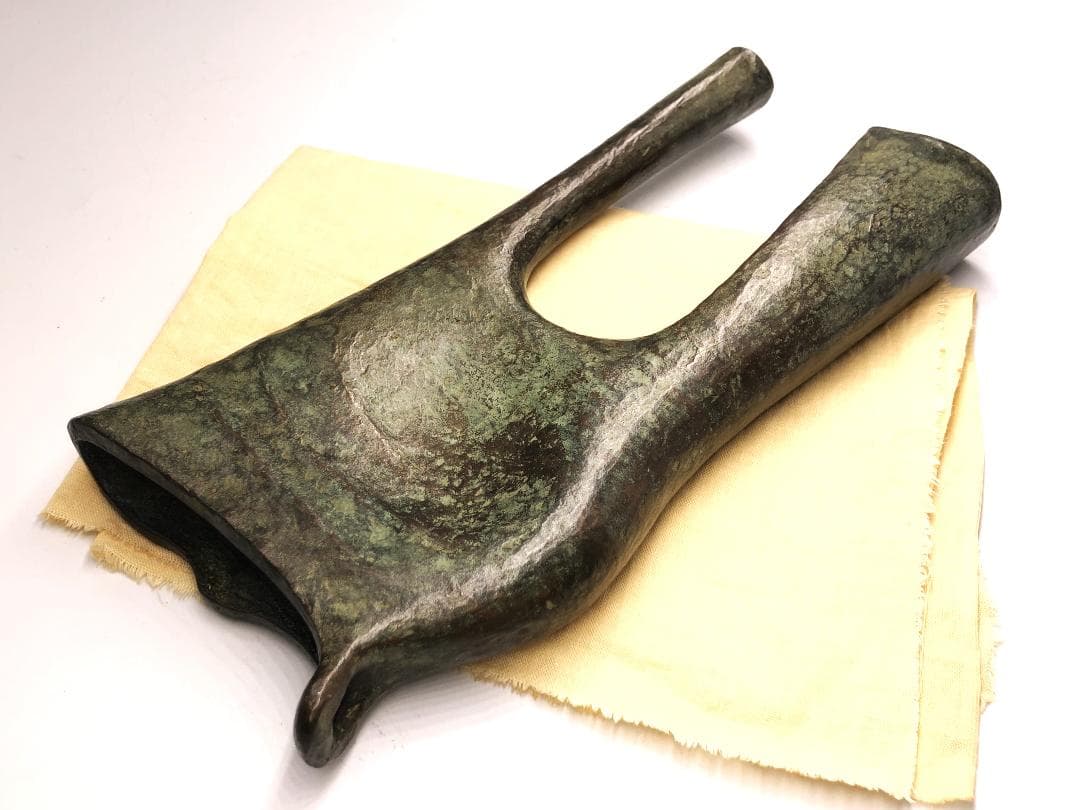 【 染川鉄之助 造　掛け花生 】　青銅一輪挿し　日展評議員　鋳金協会会長