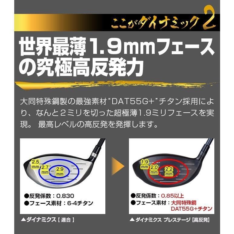 【新品】高反発ドライバー ダイナミクスプレステージ プレミア飛匠・極シャフト