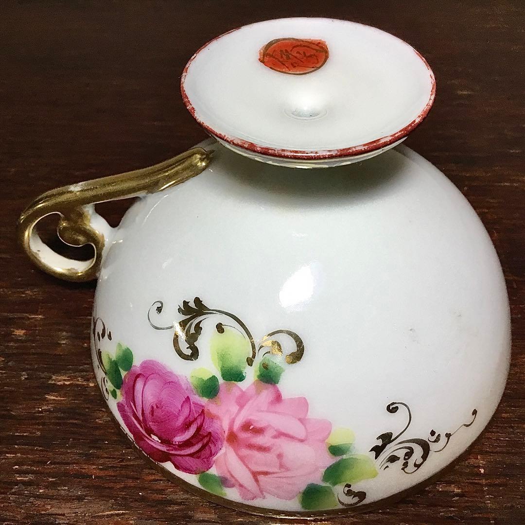 オールド名陶◆ティーカップ ソーサー◆傷あり 金継ぎ用 金彩 薔薇 バラ 戦前