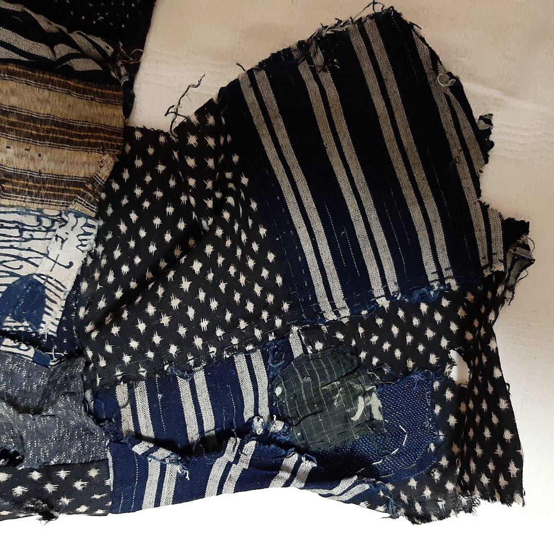 襤褸　巾着　藍木綿