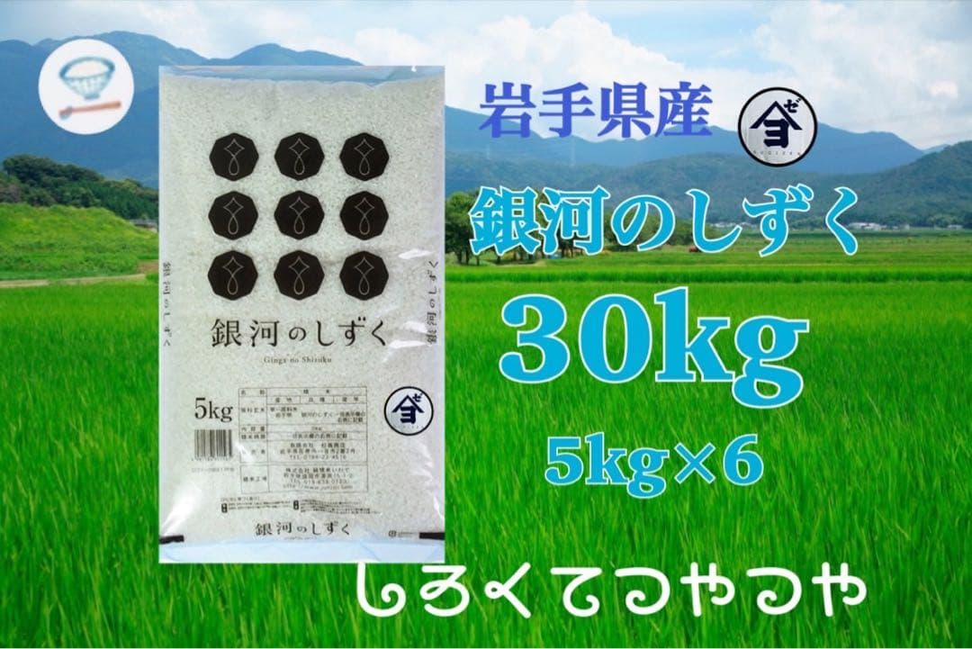 お米　白米【令和7年産岩手県産銀河のしずく30kg 】5kg×6 人気商品！