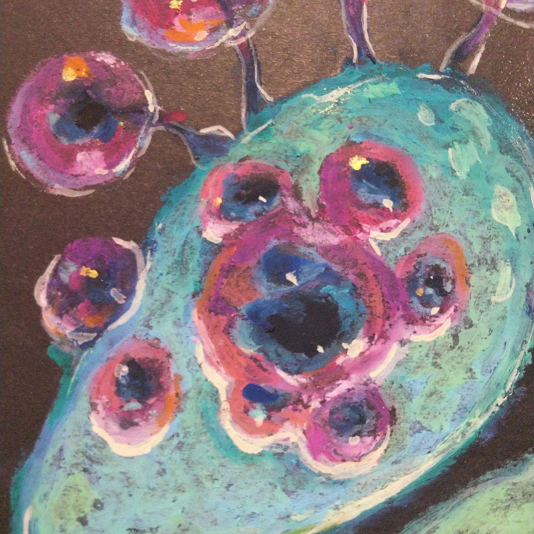 モウセンゴケ 原画 現代アート 絵画 画家 多肉植物 苔 キモカワ ポップ 創作