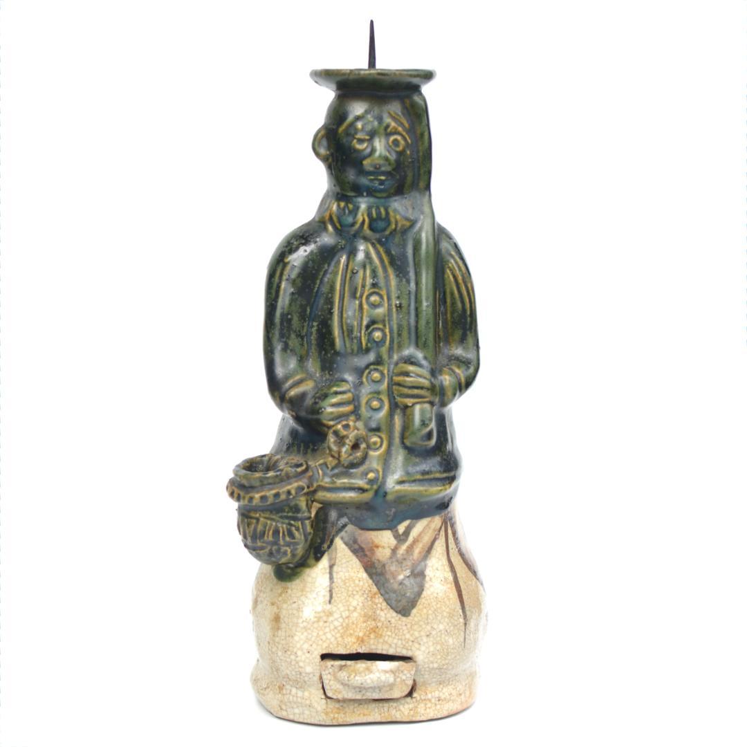 可愛い奴です！ポルトガル人 (南蛮人) のローソク立て【織部燭台】