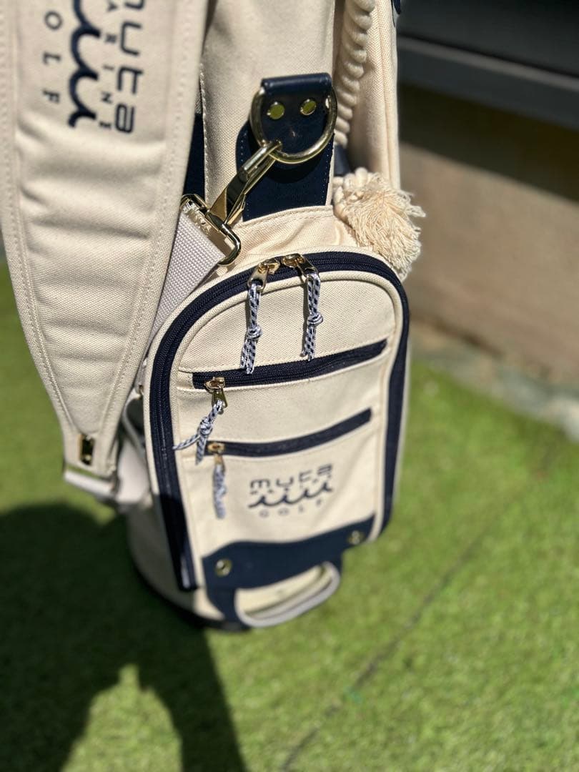 MUTA MARINE GOLF ボーダー柄 帆布製 ホワイト×ネイビー