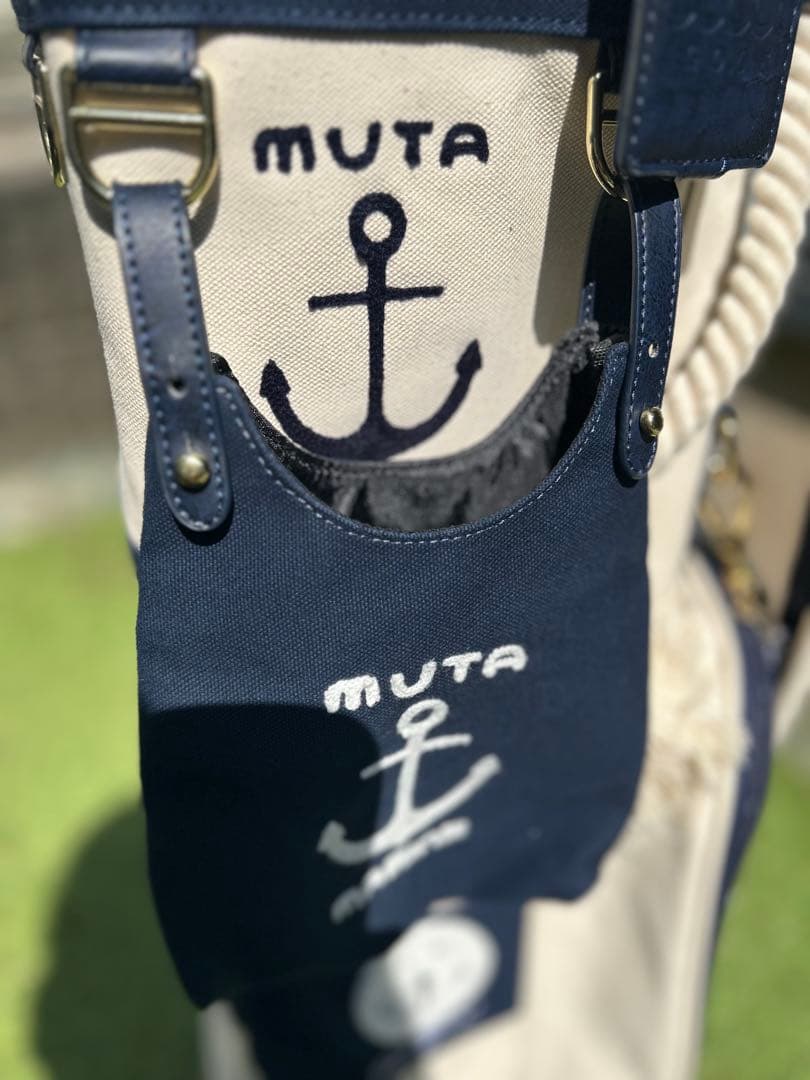MUTA MARINE GOLF ボーダー柄 帆布製 ホワイト×ネイビー