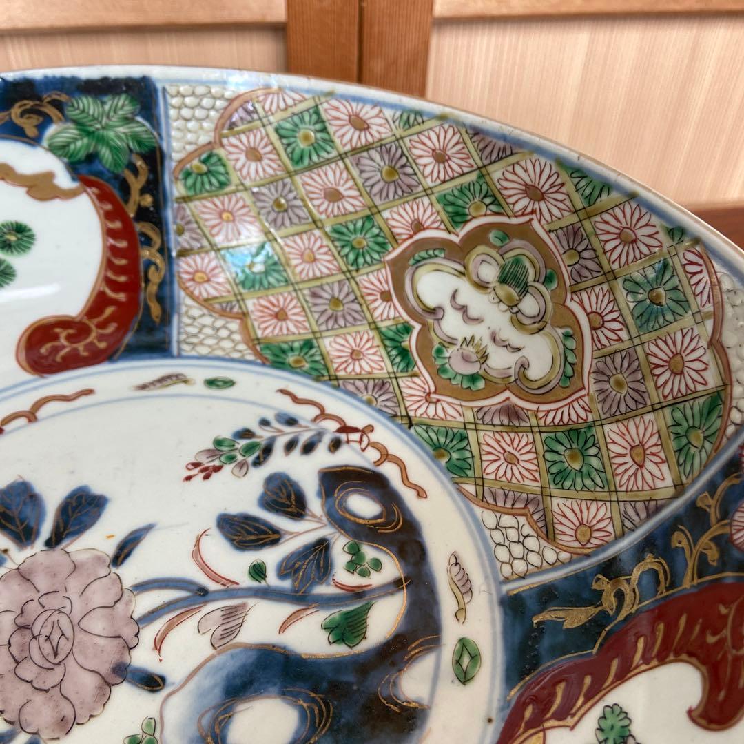 色絵古伊万里金彩牡丹瑞雲四方割文鉢