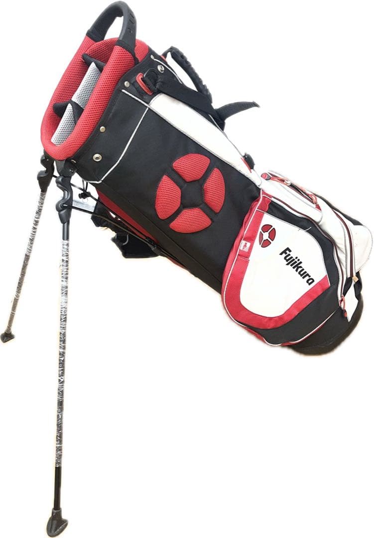 Fujikura スタンド付きゴルフキャディバッグ 約90cm 黒赤白