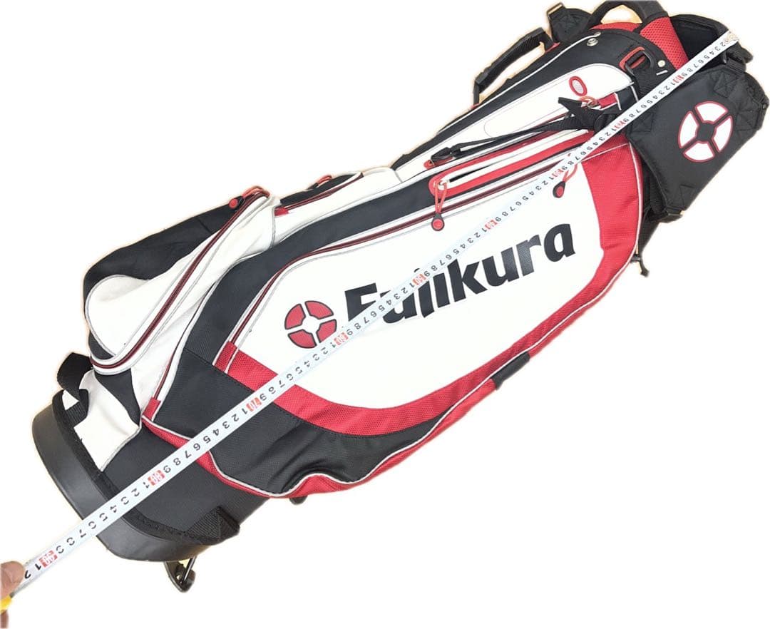 Fujikura スタンド付きゴルフキャディバッグ 約90cm 黒赤白