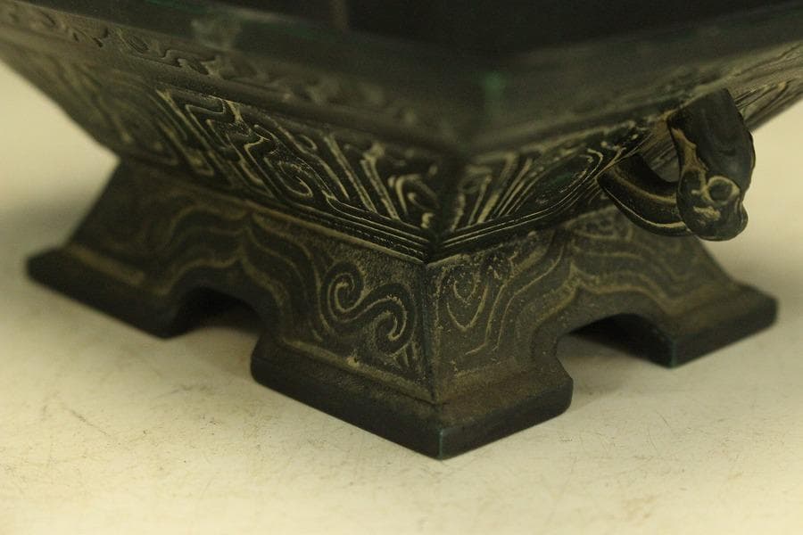 鋳銅龍紋 洗 尚珉 作 共箱(A373)