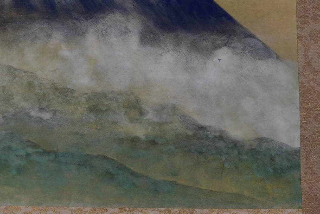 【真作】益井三重子/富士山新緑図/横物/掛軸/名家伝来/Z-864