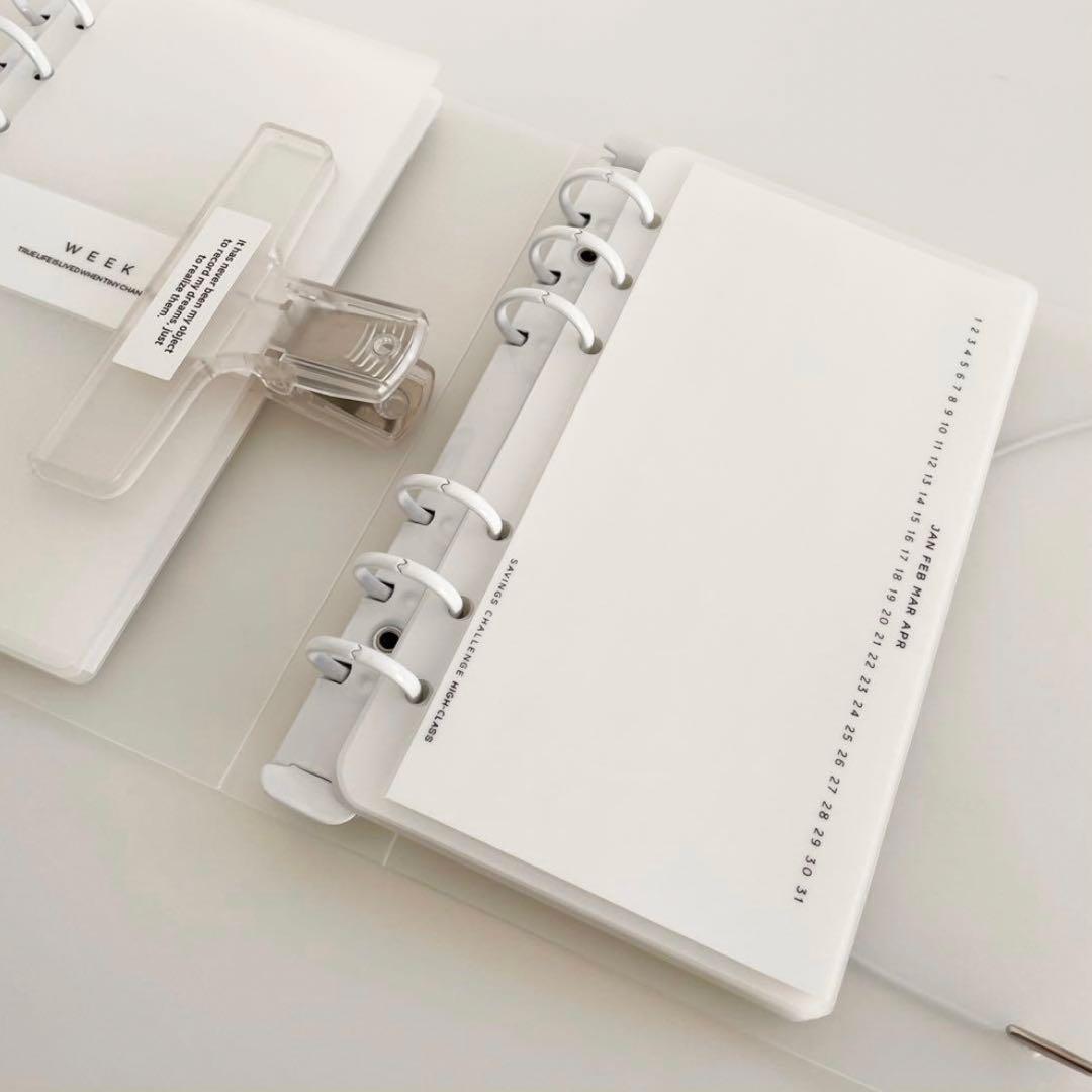 ゆちゃん　韓国　貯金　バインダー　ダブルリングバインダー　白　12