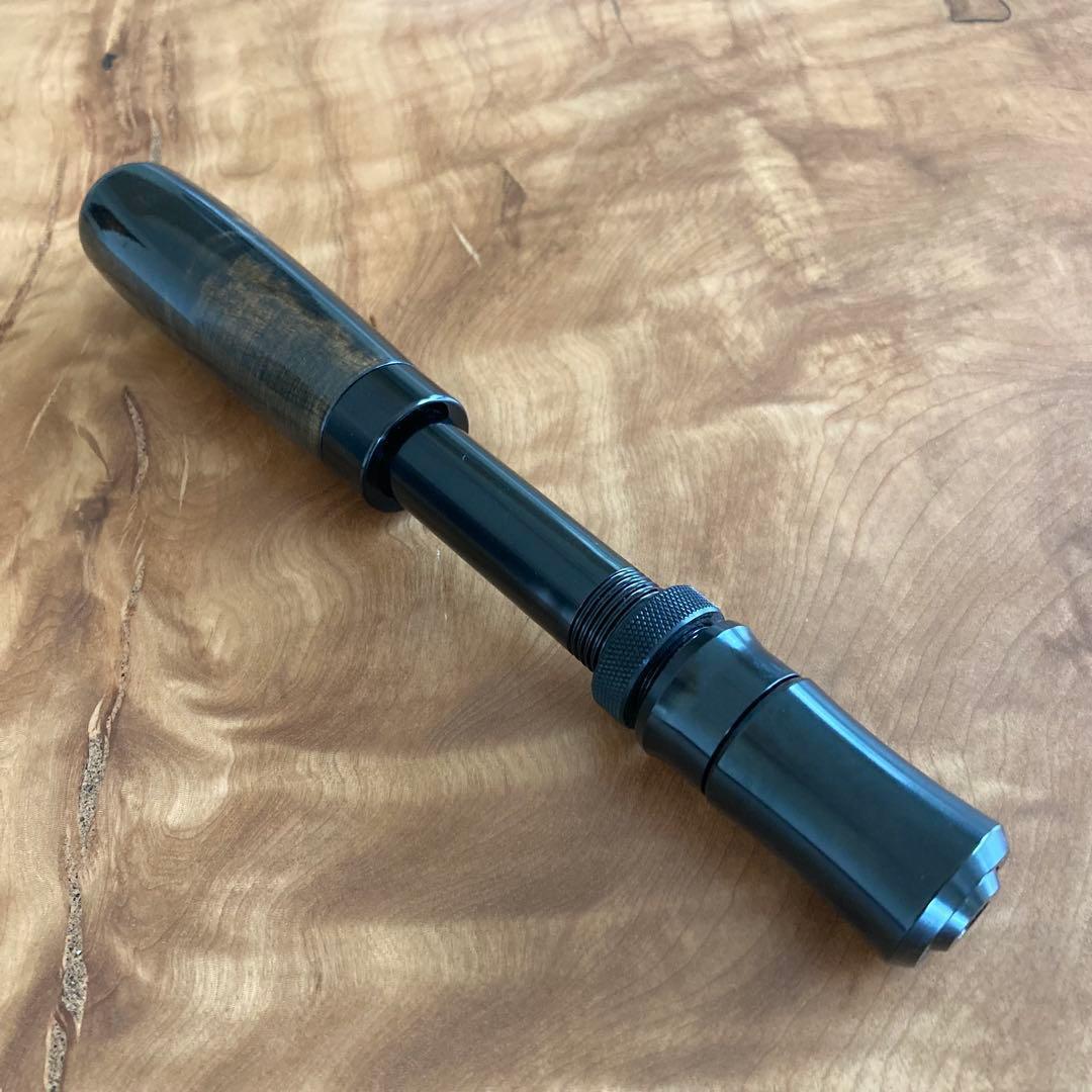 天然木 ロッドビルディング ガングリップ ストレートタイプ 黒 フェルール付属