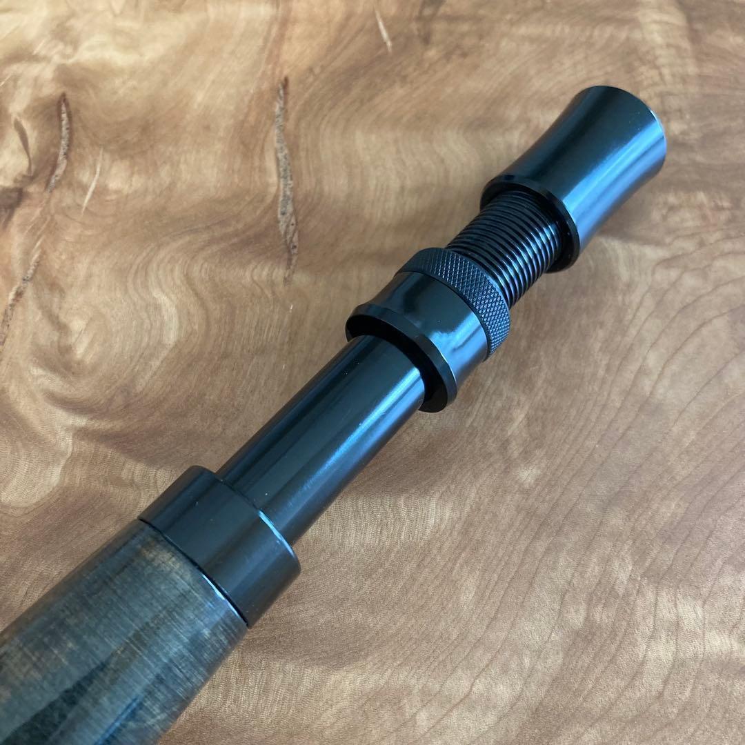 天然木 ロッドビルディング ガングリップ ストレートタイプ 黒 フェルール付属