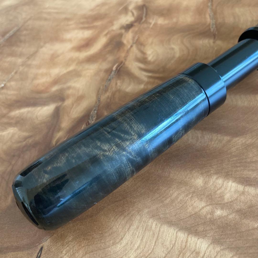 天然木 ロッドビルディング ガングリップ ストレートタイプ 黒 フェルール付属