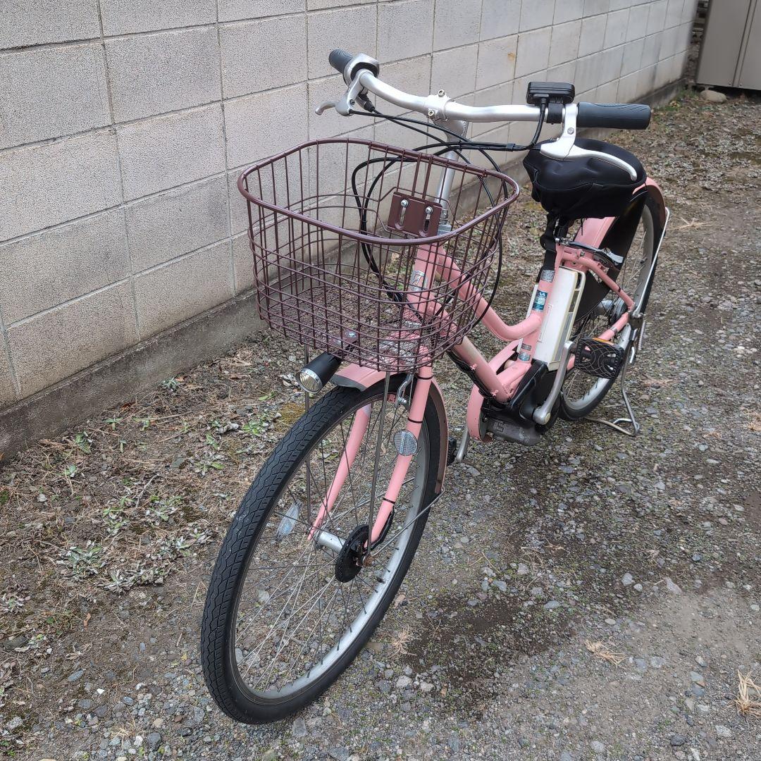 【群馬県高崎市引き取り限定】ピンク 電動アシスト自転車 前カゴ付き