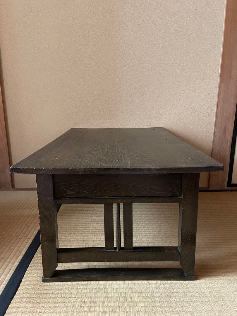 【最終価格】木製文机 ダークブラウン 2引き出し付き