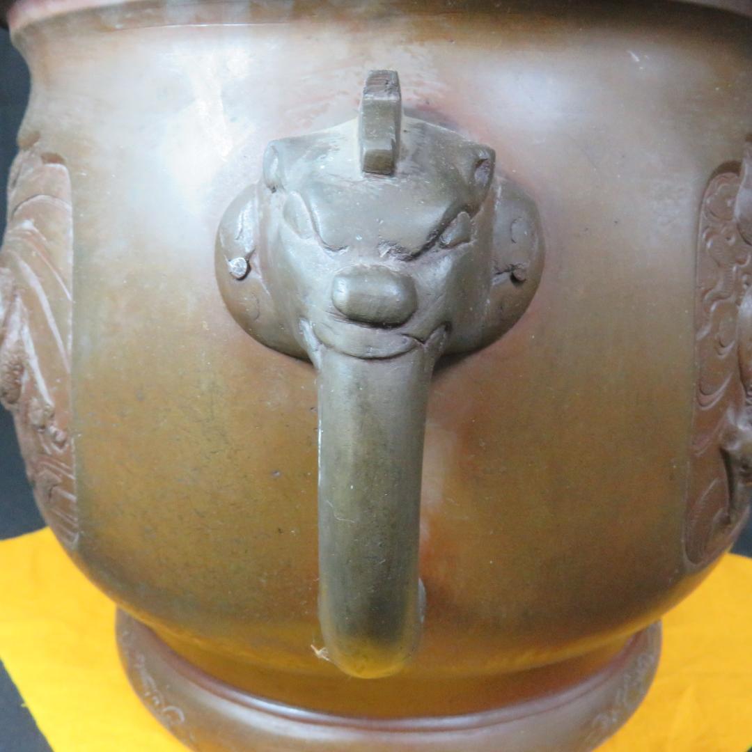 火鉢 双耳 灰入り キリン 麒麟 鳳凰 亀 龍 ドラゴン