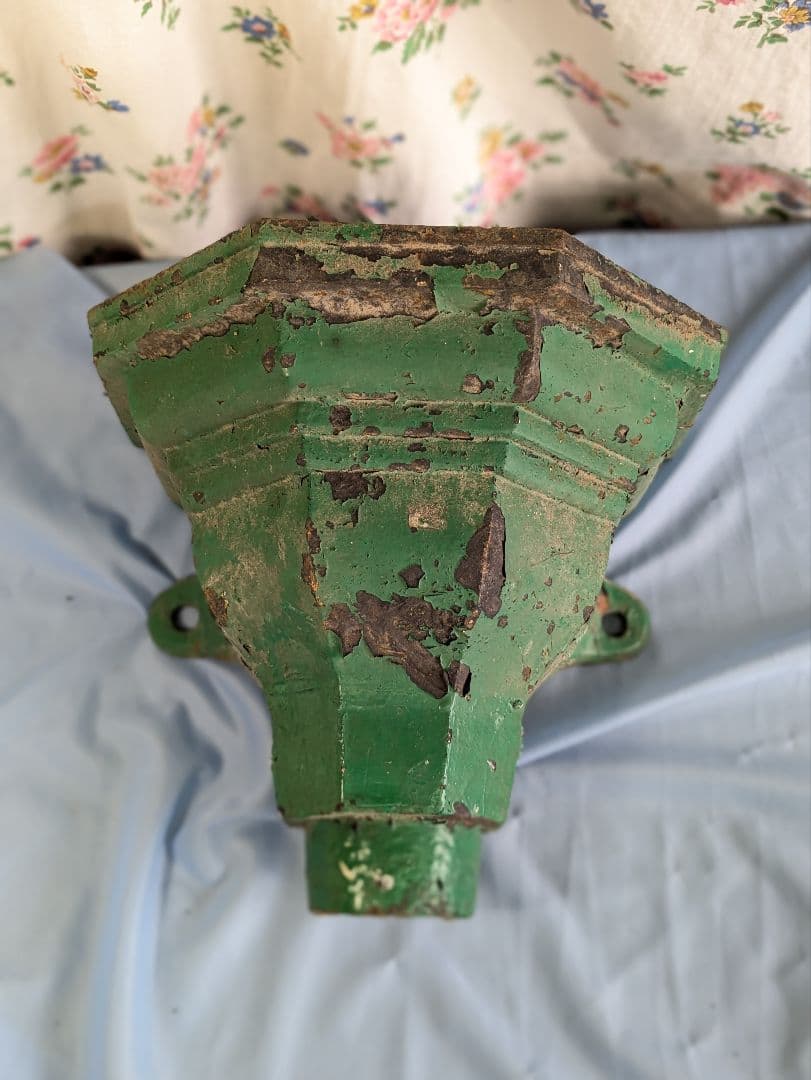 イギリス アンティーク 鉄製 壁掛けプランター 植木鉢 グリーン 525