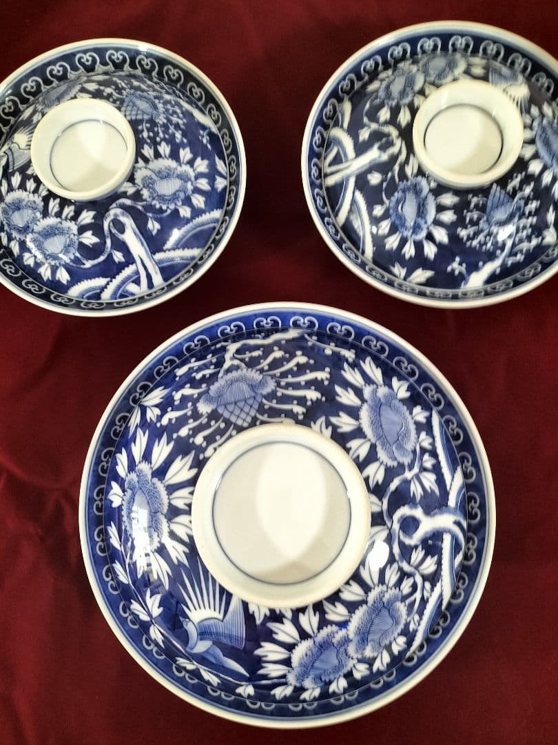 三川内焼 平戸祐祥３皿セット蓋付き　最終値下げ