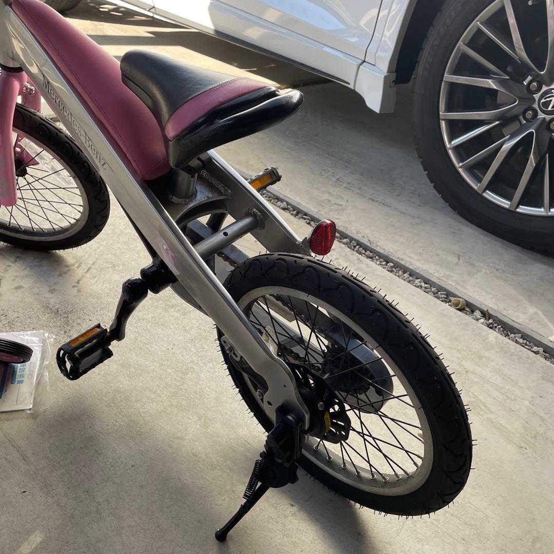 【高級車】メルセデスベンツ　キッズ自転車　１６インチ　ピンク/シルバー