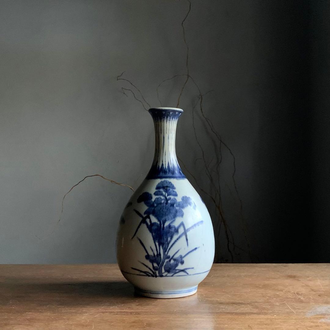 藍九谷 染付瓶 大徳利 古美術 古道具 アンティーク 超希少！