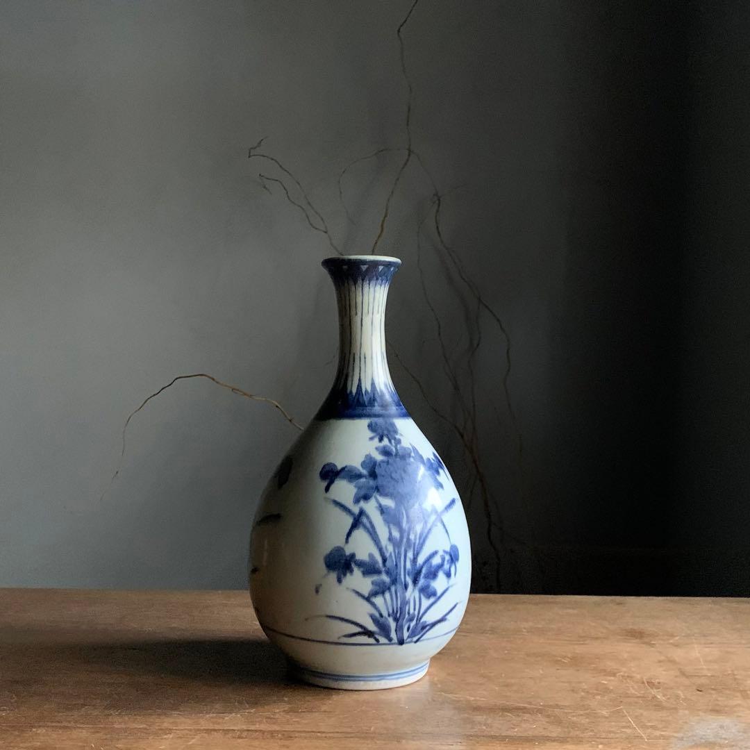 藍九谷 染付瓶 大徳利 古美術 古道具 アンティーク 超希少！