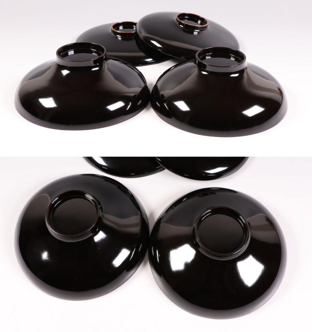 【CM352】時代蒔絵椀 竹に鶏金蒔絵 平椀二客 木製 /(検) 輪島塗加賀能登