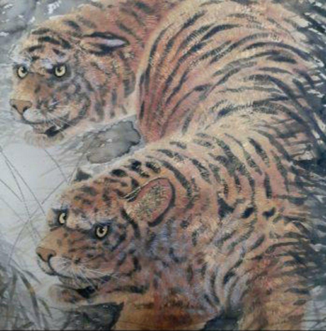 掛け軸/虎2匹/二重箱