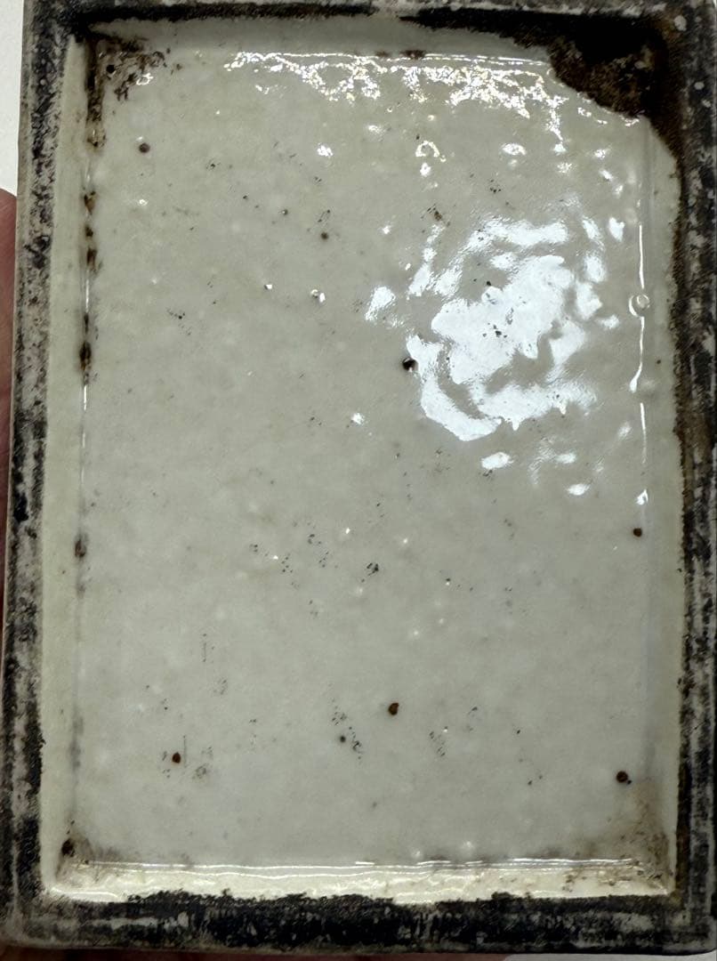 中国　清時代　染付　硯　花果紋　木箱入　送料込み251108