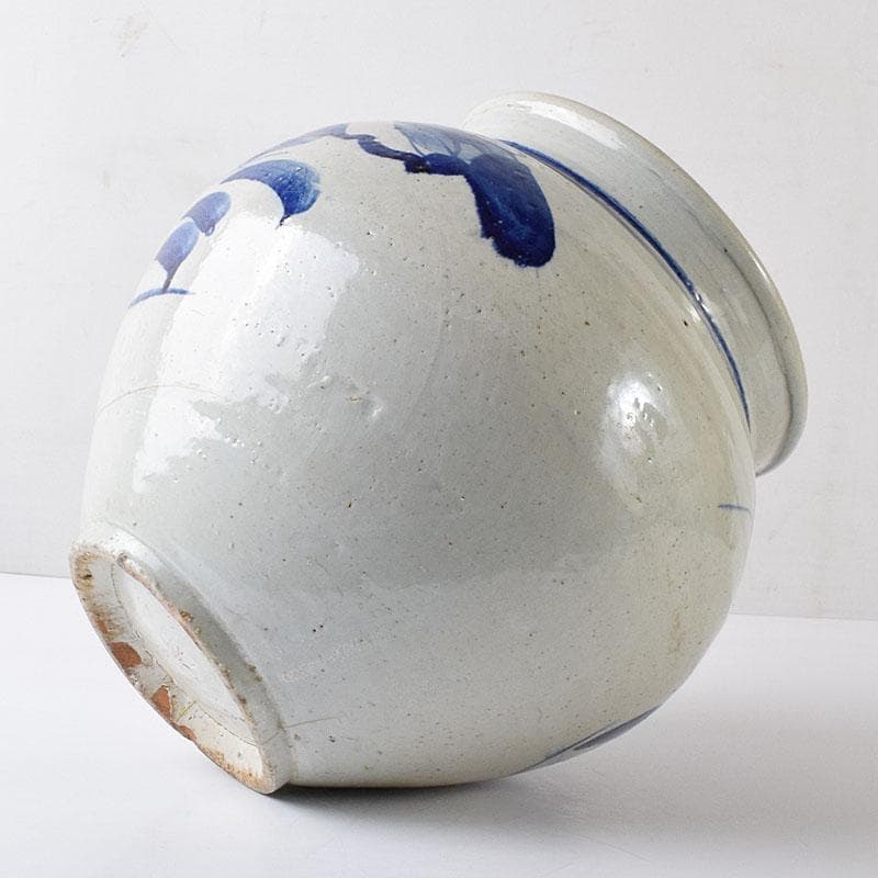 朝鮮美術　李朝　高麗白磁　染付　花文　壺　V　R7906C