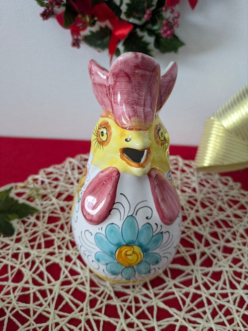 ニワトリピッチャーイタリアアンティーク幸せを守るといわれる一品プレゼントにも