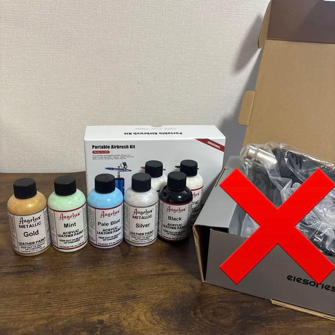 アンジェラスペイント新品5色4oz とエアーブラシセット(バラ売り無し)