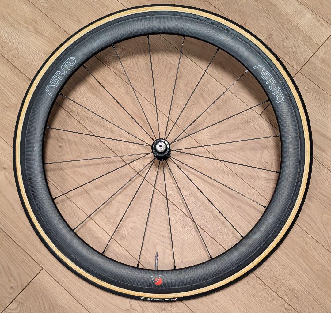 ASTUTO カーボンホイール リムブレーキ チューブラータイヤ付き 前後セット