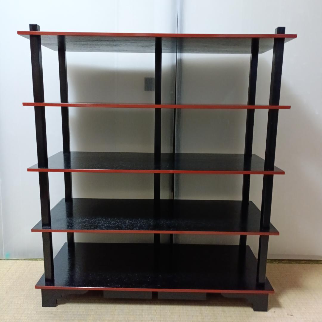 K103 水谷棚 配膳棚 柿合塗 組立式 五段 懐石道具 茶道具