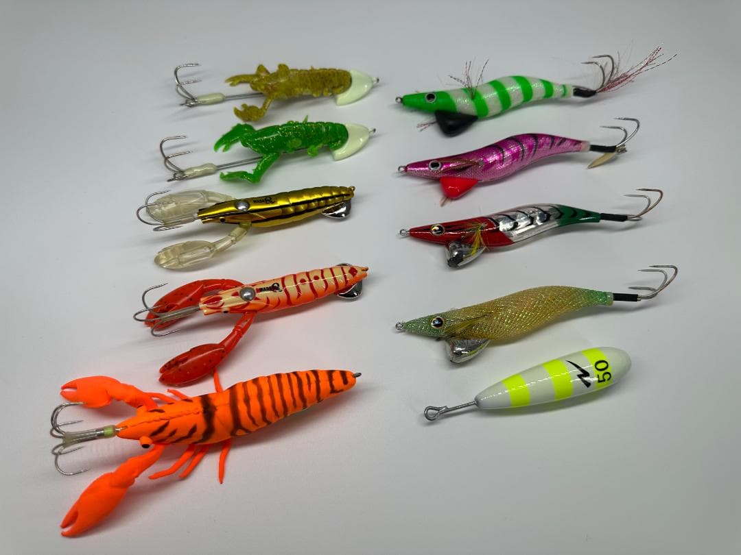 中古・未使用 タコエギ いろいろ10点 ダイワ タコエギケース付き