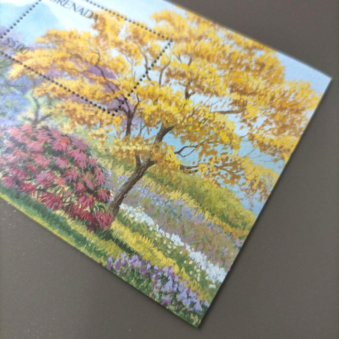 1693 外国切手 グレナダ 美術 秋の風景 小型シート