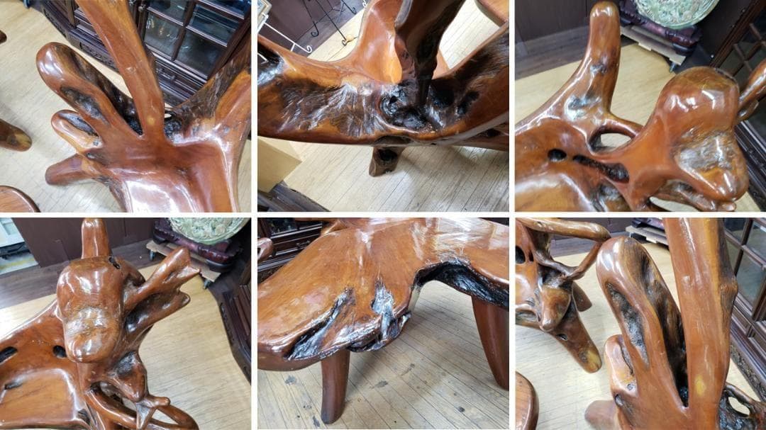 ｌ48　逸品　世界に1つ！ 木の根の テーブル椅子 セット